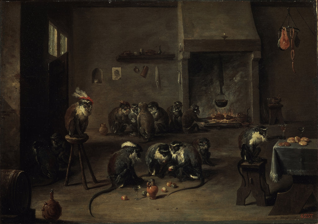 Detail of Monkeys in the Kitchen, 1640s by David Teniers the Younger