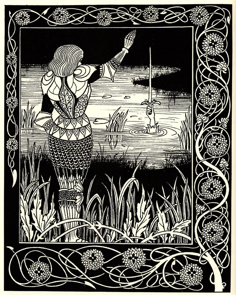 Detail of Arthur Learns of the Sword Excalibur. Illustration to the book Le Morte dArthur by Sir Thomas Mal by Aubrey Beardsley