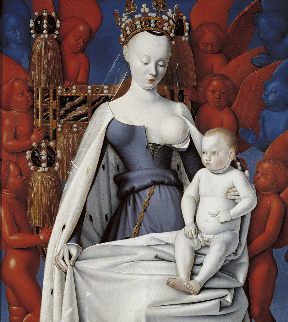 Detail of Virgin and Child Surrounded by Angels. Right wing of Melun diptych, c. 1450 by Jean Fouquet