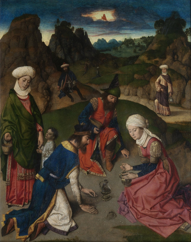 Detail of The Last Supper altarpiece: The Gathering of Manna (right wing), 1464-1468 by Dirk Bouts