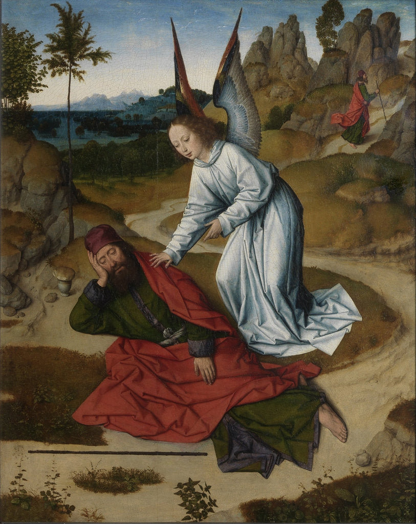 Detail of The Last Supper altarpiece: Elijah in the wilderness (right wing), 1464-1468 by Dirk Bouts