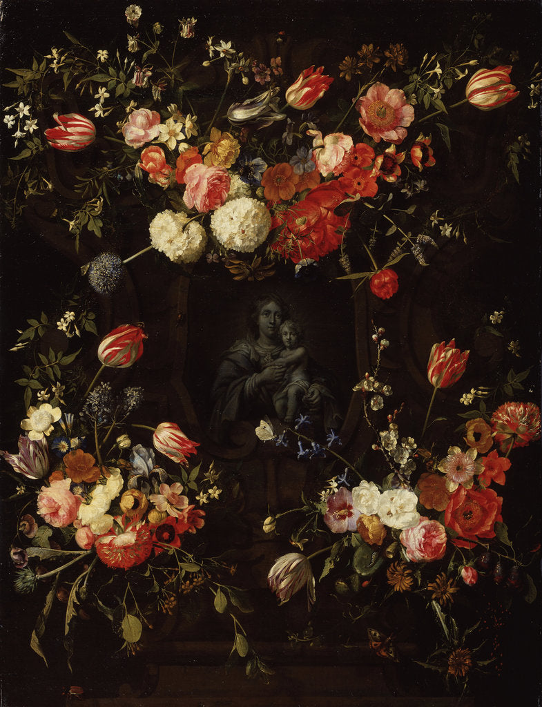 Detail of Madonna surrounded by flowers, 1662 by Frans Ykens
