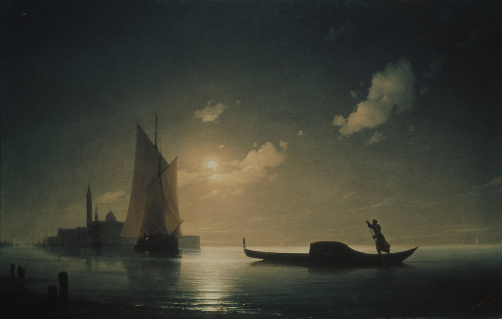 Detail of A Gondolier in Venice at night, 1843 by Ivan Konstantinovich Aivazovsky