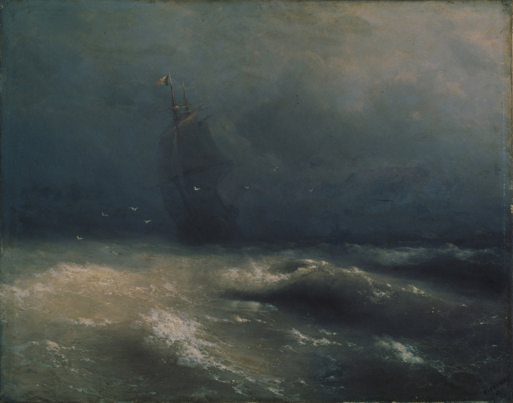 Detail of Storm at the seashore by Nice, 1885 by Ivan Konstantinovich Aivazovsky