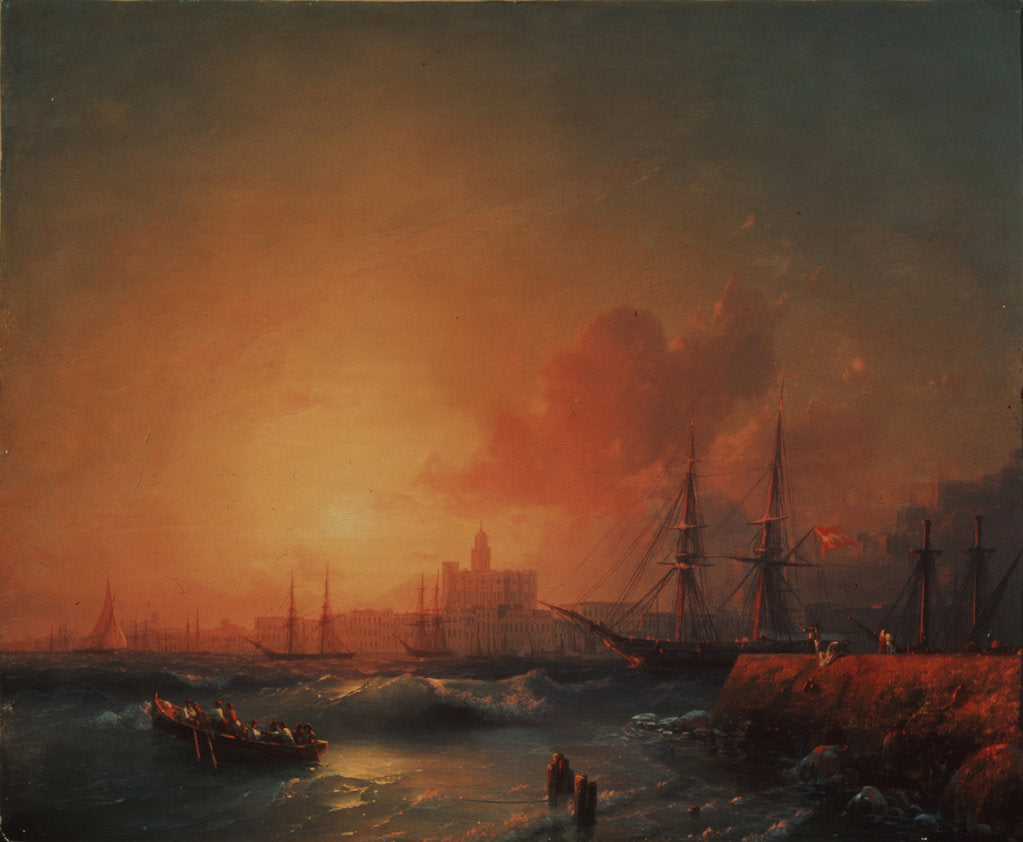 Detail of Malaga, 1854 by Ivan Konstantinovich Aivazovsky