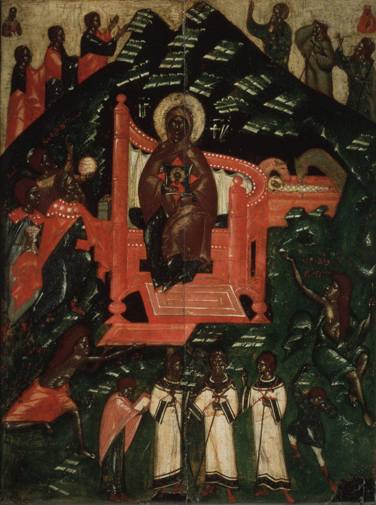 Detail of The Synaxis of the Virgin, End of 14th cen by Russian icon