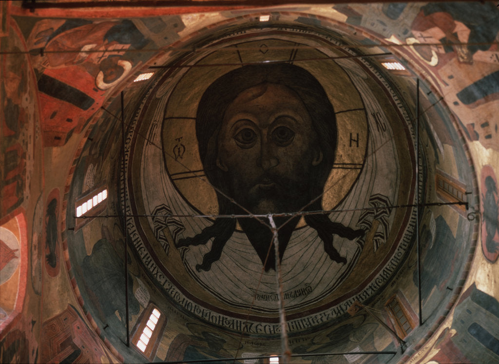 Detail of The Holy Face (Dome painting in the Archangel Michael Cathedral of the Moscow Kremlin), 1652-1666 by Ancient Russian frescos