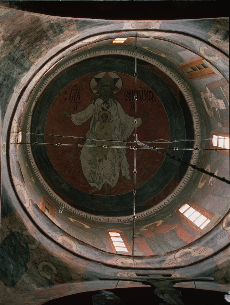 Detail of Jehovah. Dome painting in the Archangel Michael Cathedral of the Moscow Kremlin, 1652-1666 by Ancient Russian frescos