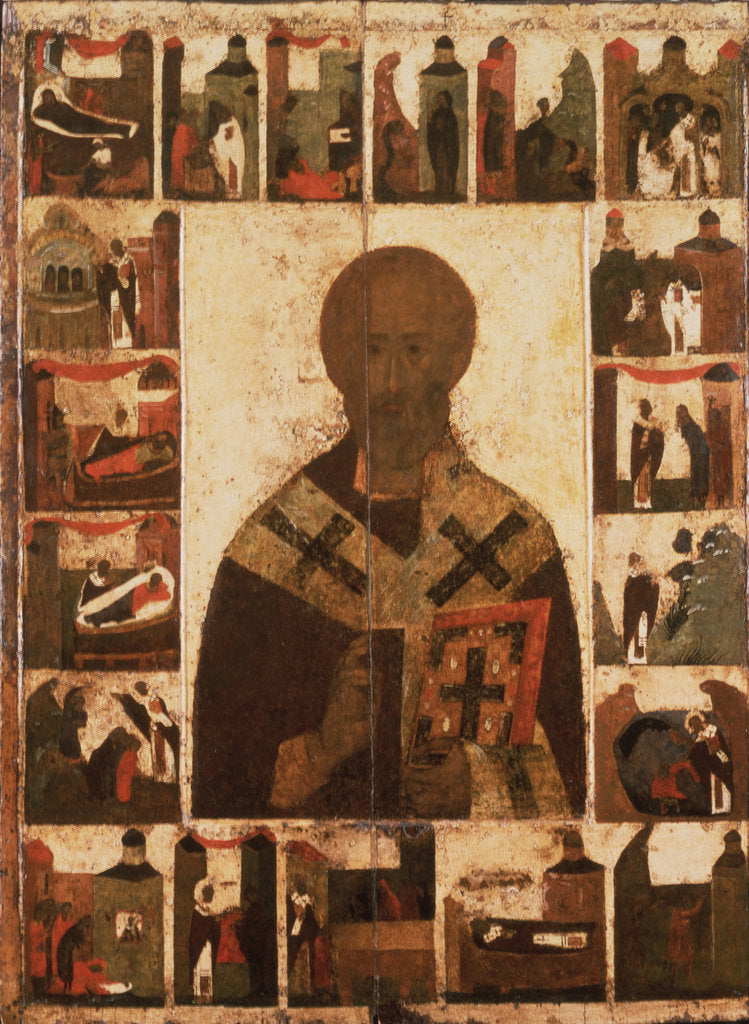 Detail of Saint Nicholas with scenes from his life, 14th century by Russian icon