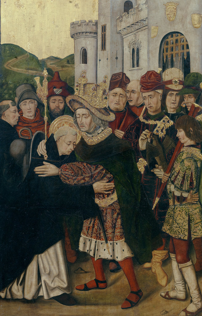 Detail of King Ferdinand I of Castile welcomed Saint Dominic of Silos, 1478-1480 by Bartolomé Bermejo