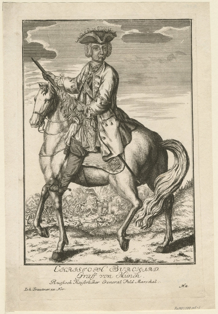 Detail of Portrait of Count Burkhard Christoph von Münnich, 1739 by August Johann Trautner the Elder