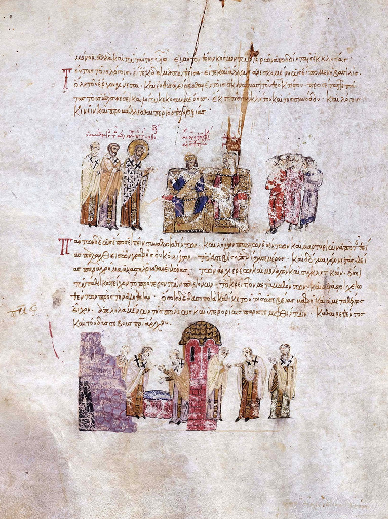 Detail of The Council of Constantinople (Triumph of Orthodoxy) in 843 (Miniature from the Madrid Skylitzes), by Anonymous