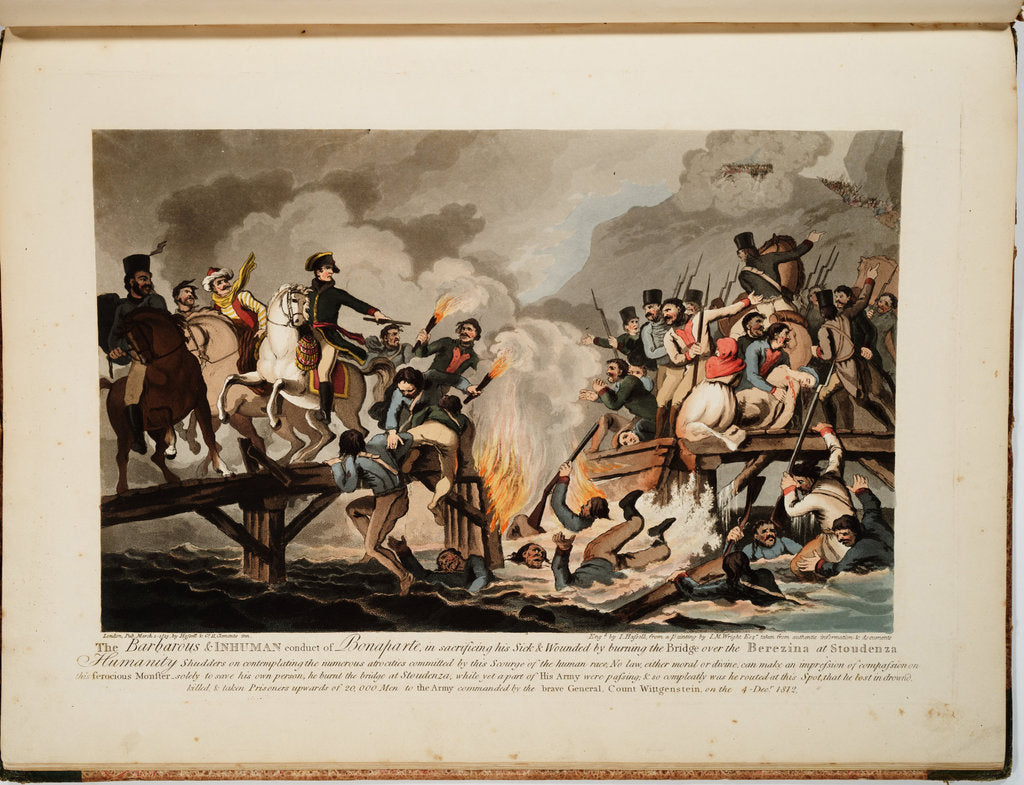 Detail of French army crossing the Berezina in November 1812, 1813 by John Hassell