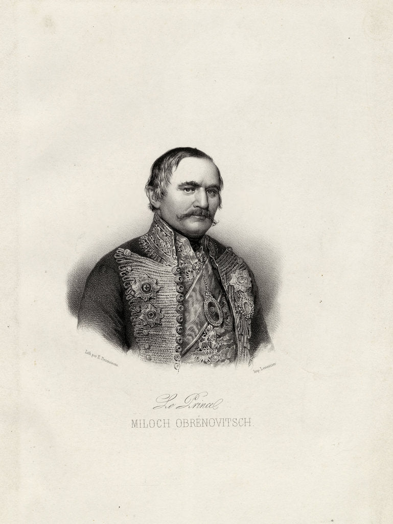 Detail of Milo? Obrenovic I, Prince of Serbia, c.1838 by Émile Desmaisons