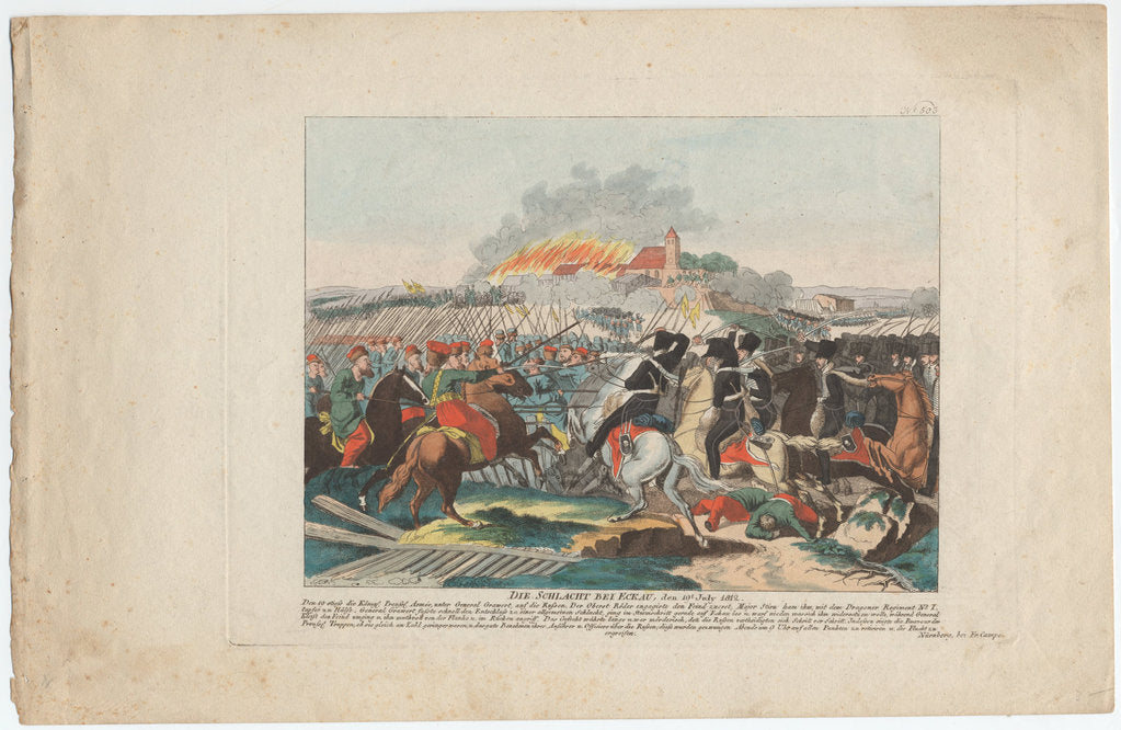 Detail of The Battle of Eckau on 19 July 1812 by August Friedrich Andreas Campe