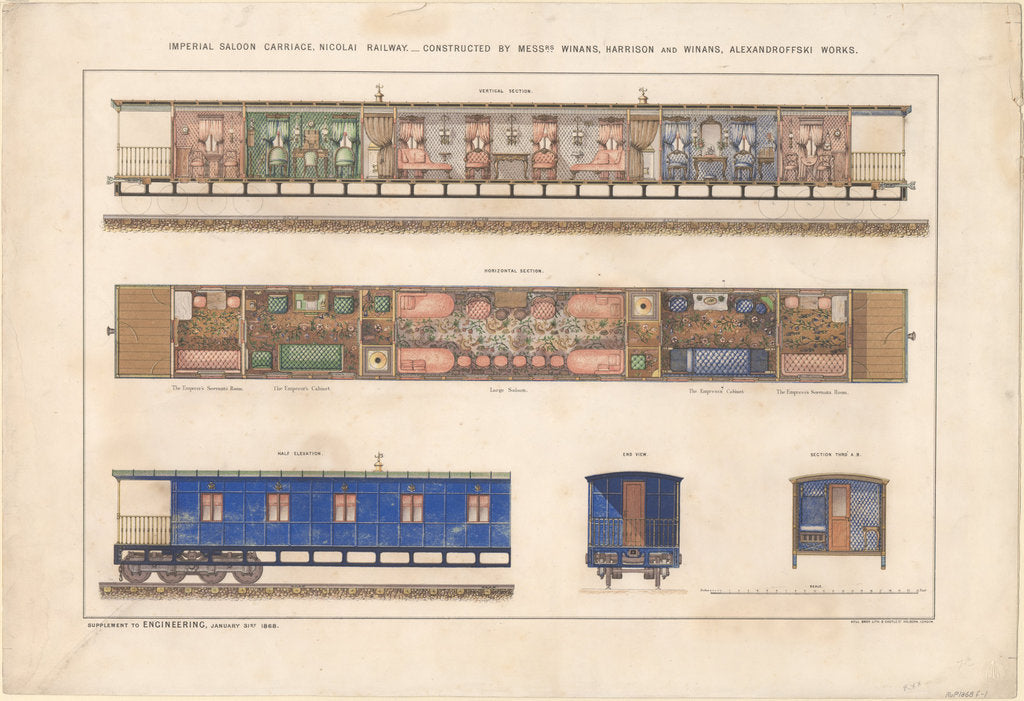 Detail of Imperial saloon carriage, Nikolayevsky railway, 1868 by Anonymous