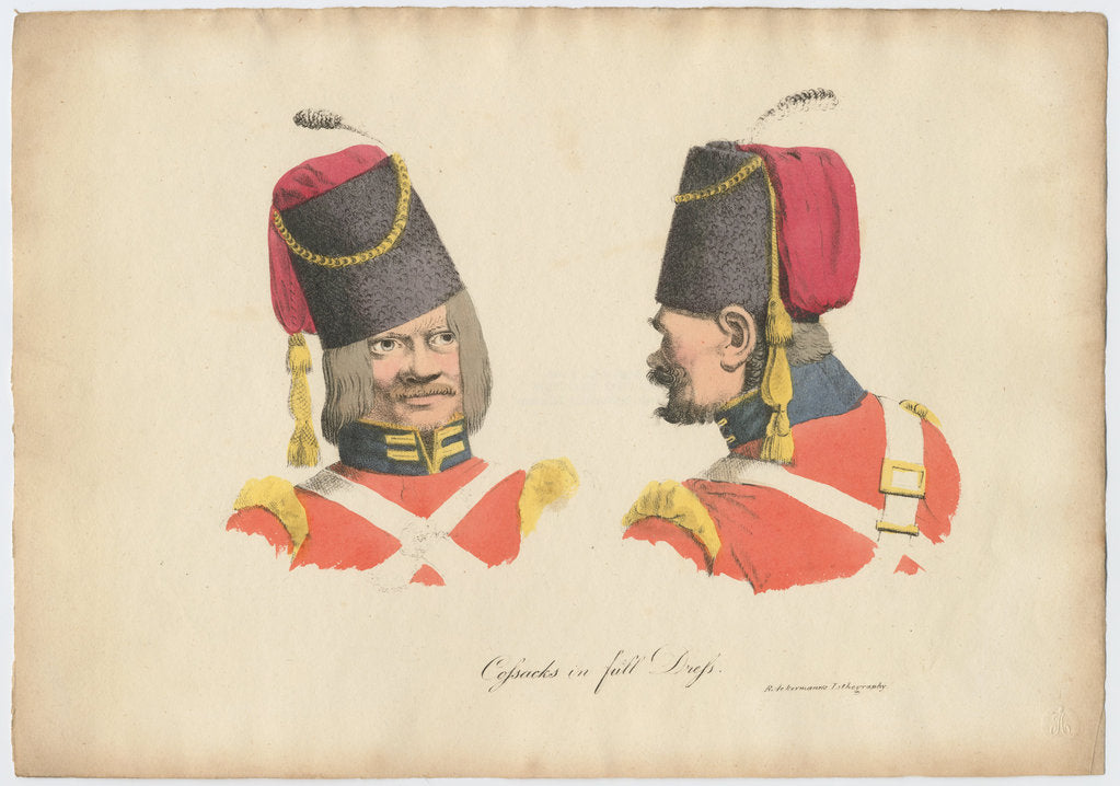 Detail of The Cossack uniform, 1820 by Rudolph Ackermann