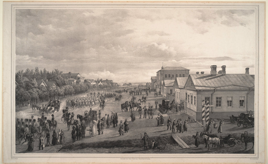 Detail of Parade of Chevalier Gardes through Krasnoye Selo, 1848 by Gustav Schwarz