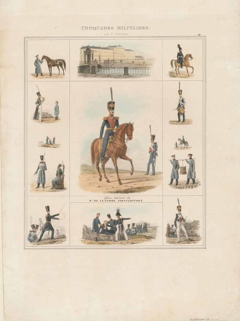 Detail of Dress uniforms of the Izmailovsky Regiment, 1840 by E. Gilbertson