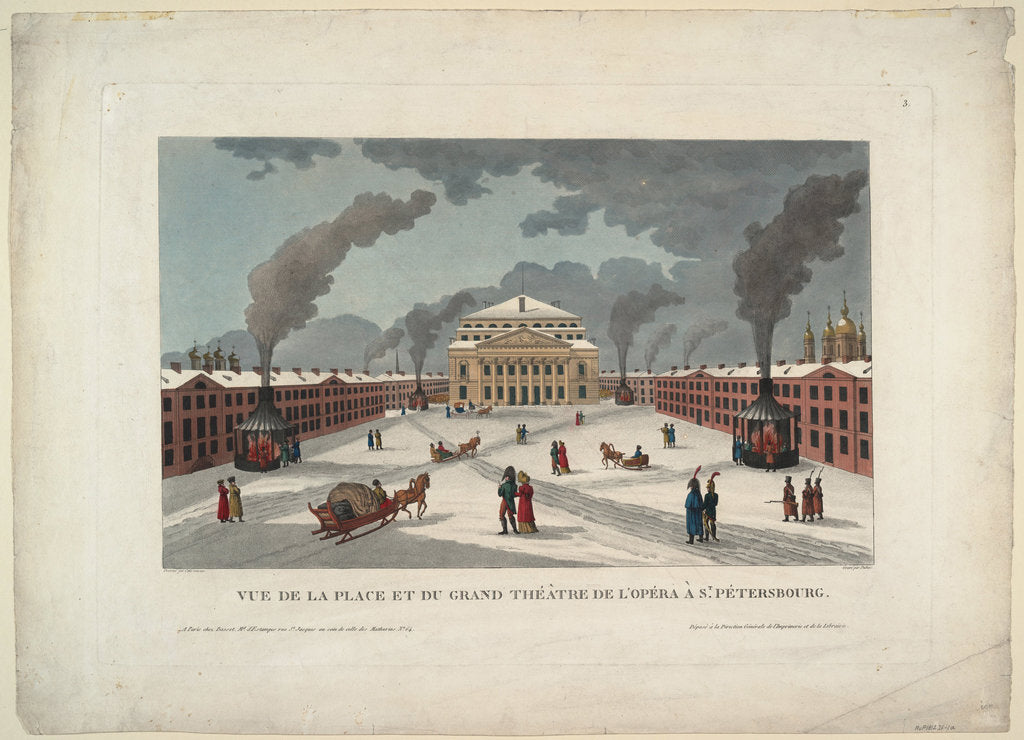 Detail of The Saint Petersburg Imperial Bolshoi Kamenny Theatre, c. 1811 by Henri Courvoisier-Voisin