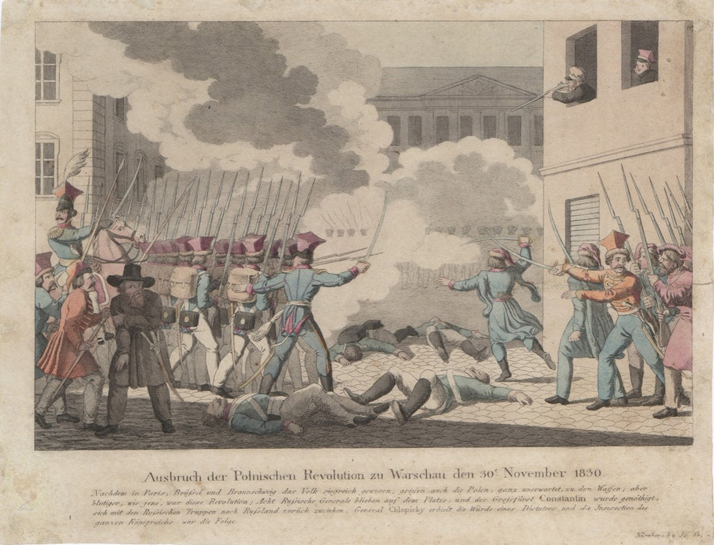 Detail of Outbreak of the Polish Revolution in Warsaw on November 1830 by Georg Benedikt Wunder