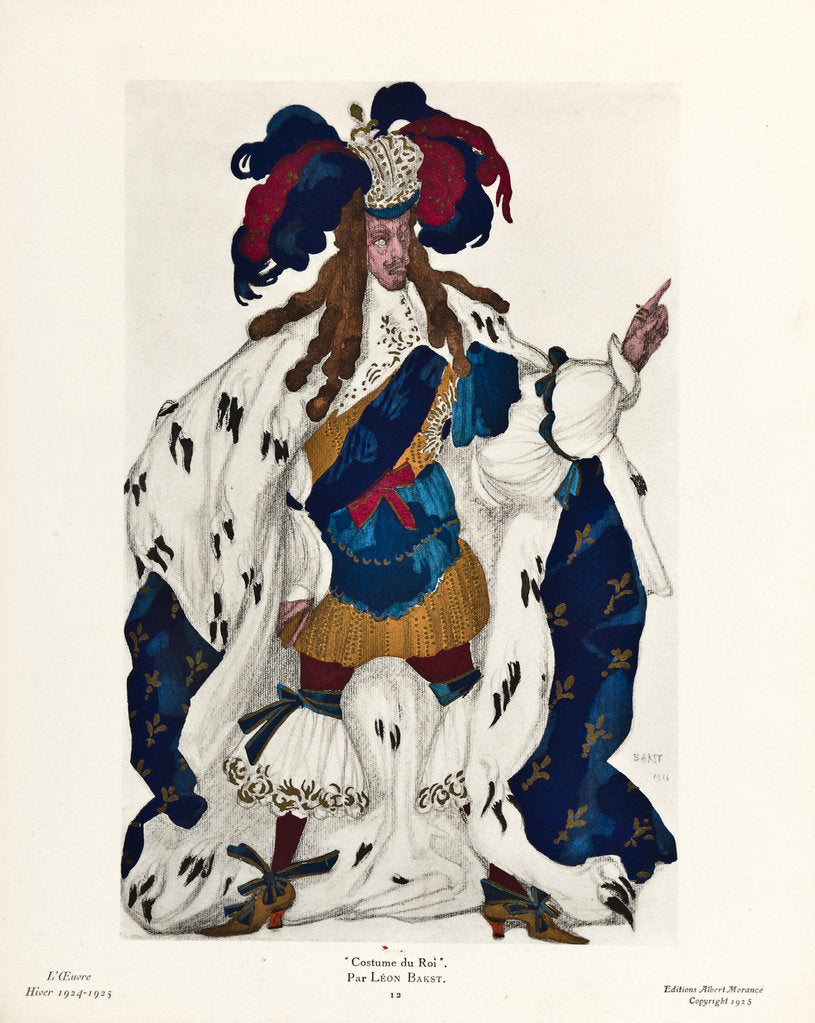 Detail of King. Costume design for the ballet Sleeping Beauty by P. Tchaikovsky, 1921 by Léon Bakst