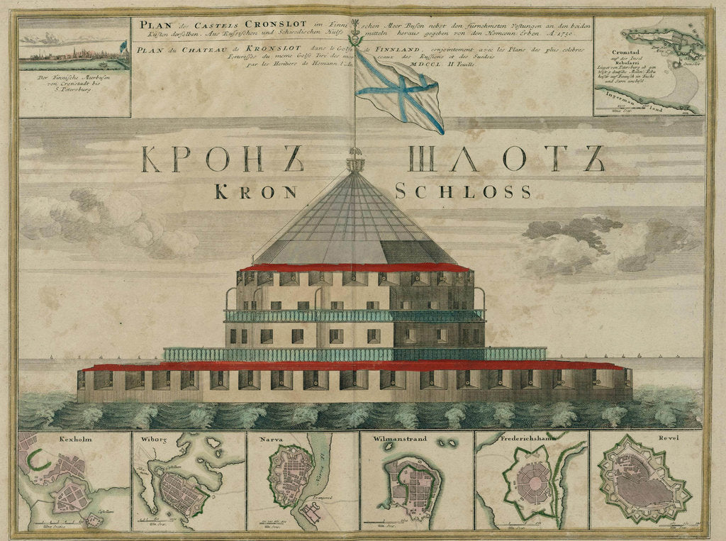 Detail of Plan of the Kronstadt Fortress, 1750 by Johann Baptist Homann