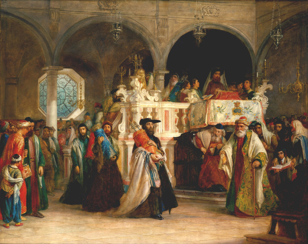 Detail of The Feast of the Rejoicing of the Torah at the Synagogue in Leghorn, Italy, 1850 by Solomon Alexander Hart
