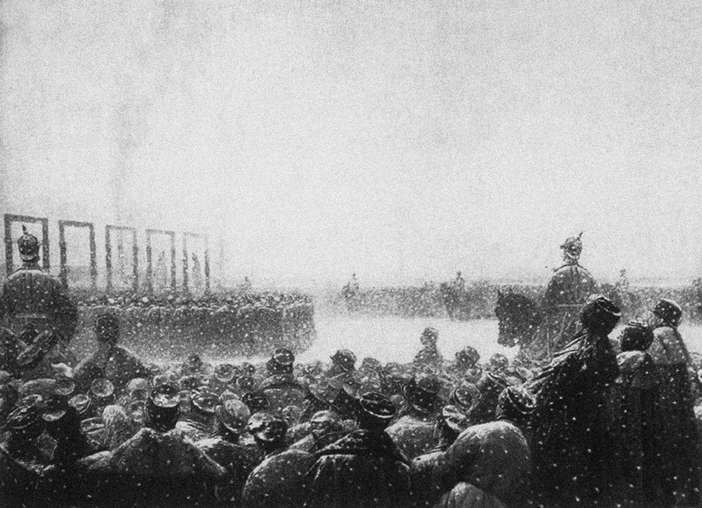 Detail of The execution of the terrorists in Russia, 1884-1885 by Vasili Vasilyevich Vereshchagin