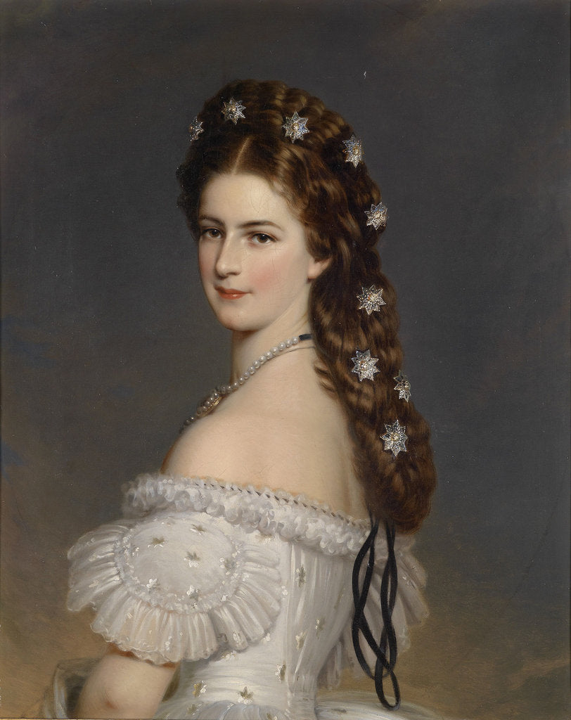 Detail of Empress Elisabeth of Austria with Diamond stars in her hair, ca 1860 by Franz Xavier Winterhalter