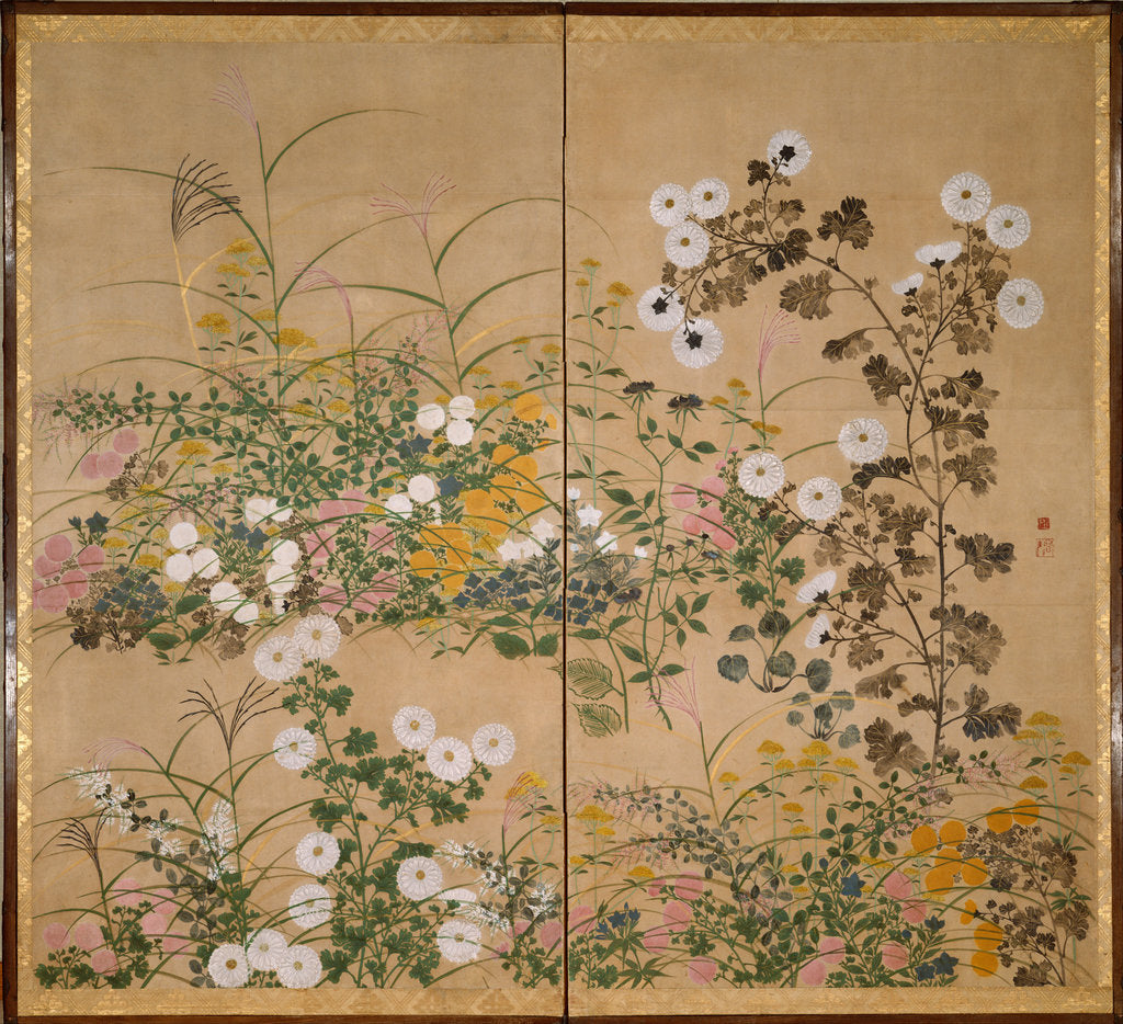 Detail of Flowering Plants in Autumn, 18th century by Ogata Korin