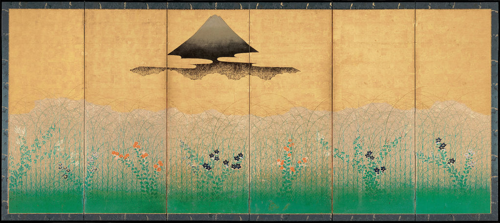 Detail of Mount Fuji and the moon, ca 1760 by Anonymous