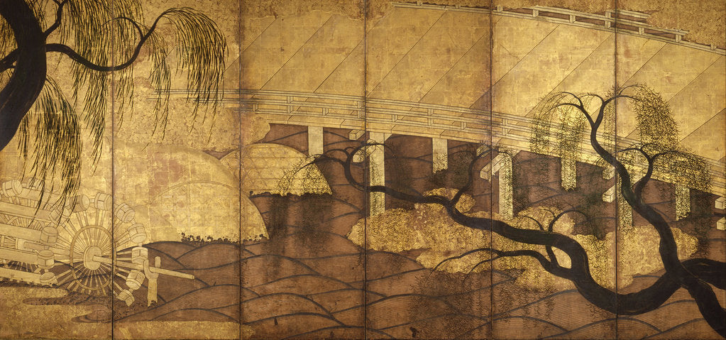 Detail of The River Bridge at Uji, 1568-1615 by Anonymous