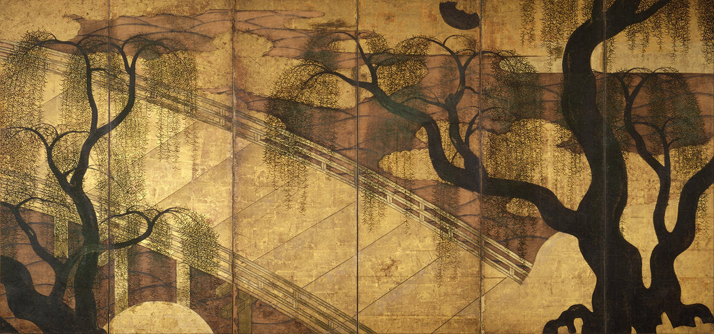 Detail of The River Bridge at Uji, 1568-1615 by Anonymous