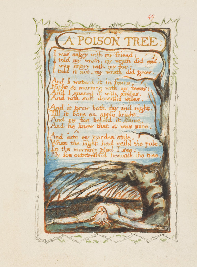 Detail of A Poison Tree. Songs of Innocence and of Experience, ca 1825 by William Blake