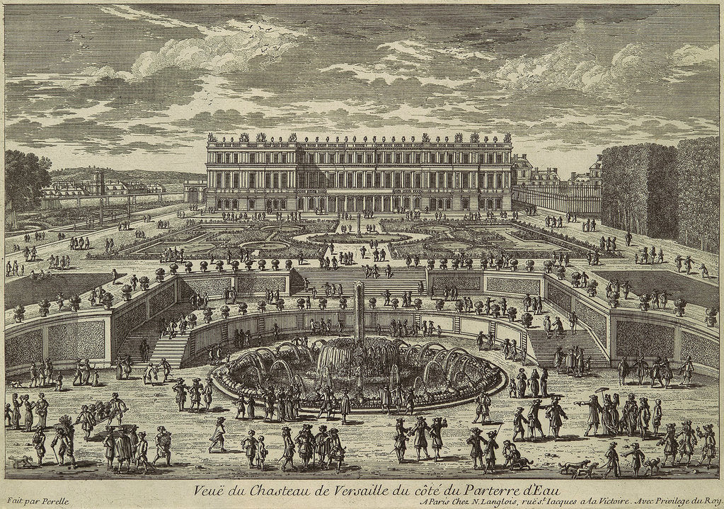 Detail of View of Versailles, garden facade, 1680s by Adam Pérelle