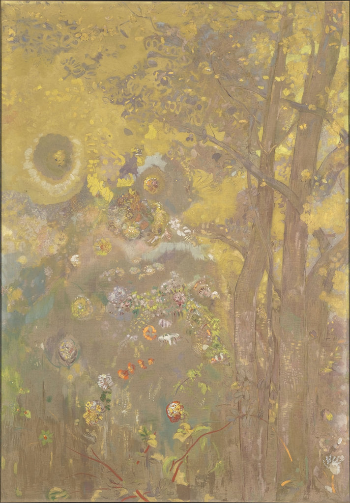 Detail of Trees on a yellow Background, 1901 by Odilon Redon