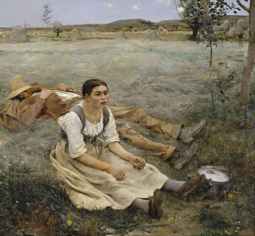 Detail of Hay making, 1877 by Jules Bastien-Lepage