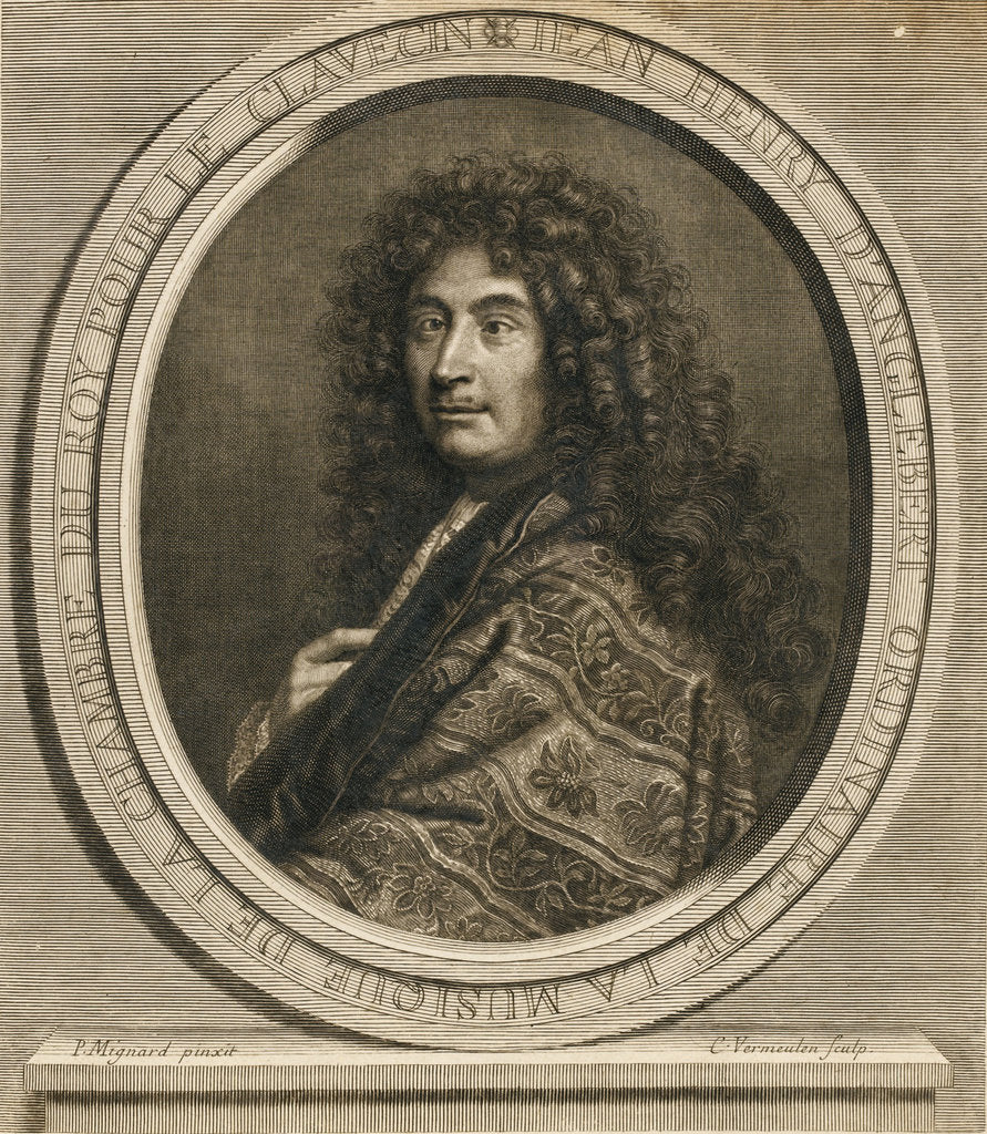 Detail of Portrait of the composer Jean-Henri d?Anglebert, 1689 by Pierre Mignard