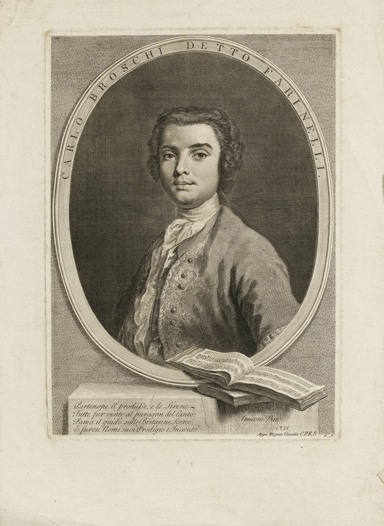 Detail of Portrait of the singer Farinelli (Carlo Broschi), 1735 by Jacopo Amigoni