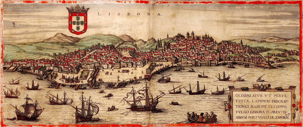 Detail of View of Lisbon and Tagus River by Frans Hogenberg