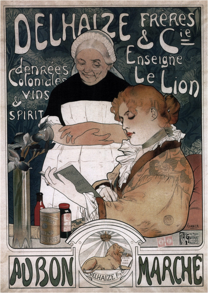 Detail of Advertising Poster for the Delhaize Frères & Cie Biscuits, 1900 by Herman Richir