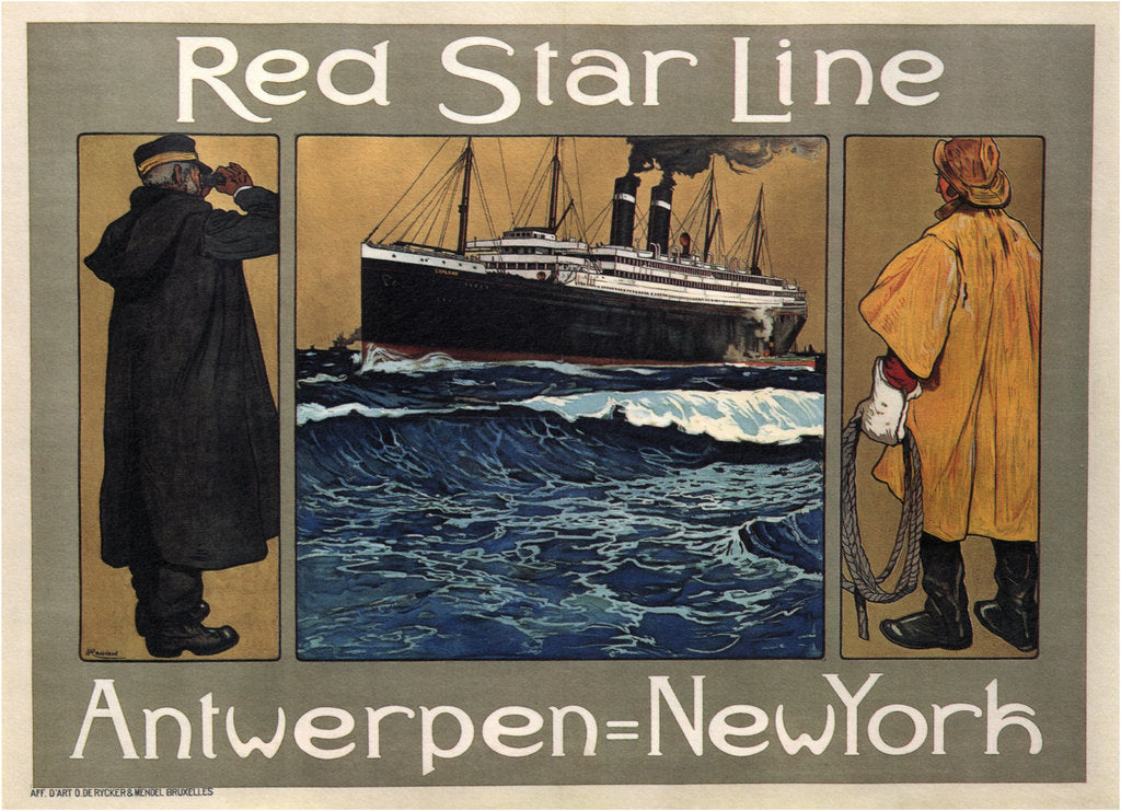 Detail of Red Star Line, 1908 by Henri Cassiers