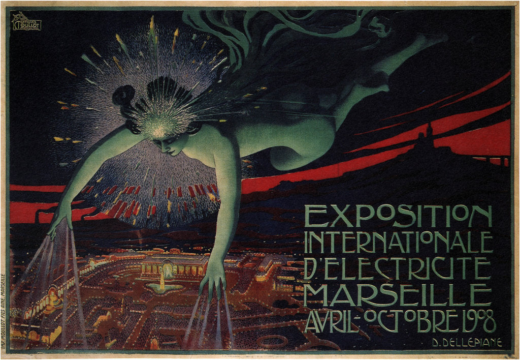 Detail of International Exposition of Electricity, Marseille, 1908 by David Dellepiane