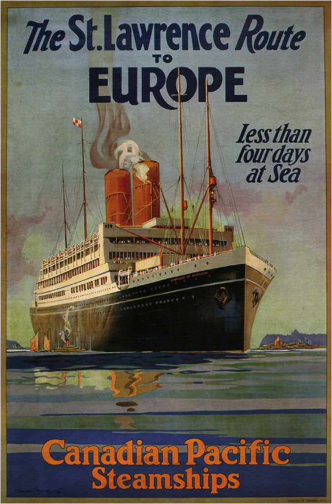 Detail of Canadian Pacific St. Lawrence Route To Europe, 1925 by William Dudley Burnett Ward the Younger