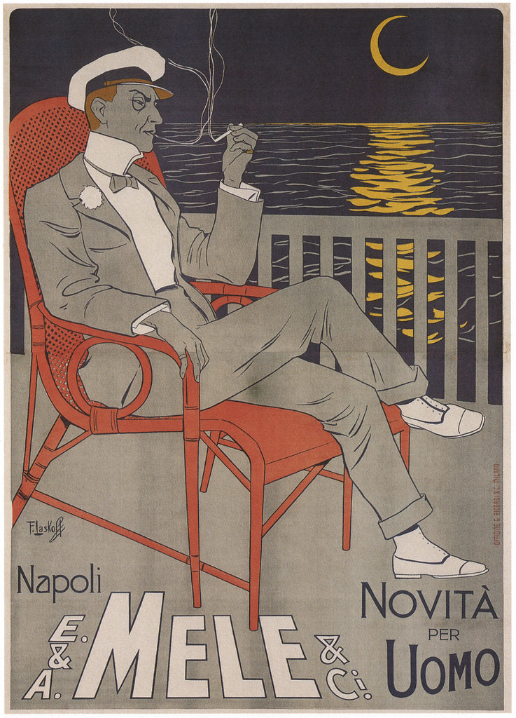 Detail of E.& A. Mele Ci., Napoli. The new man, 1900 by François Laskowski