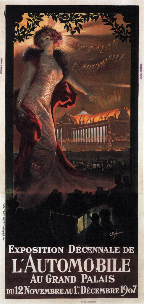Detail of Exposition décennale de lAutomobile au Grand Palais, 1907 by Georges Antoine Rochegrosse