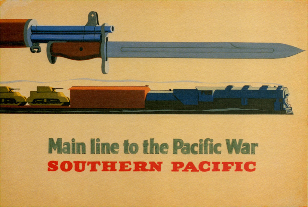 Detail of Main Line to the Pacific War. Southern Pacific Railroad, 1945 by George Lerner & Lyman Power