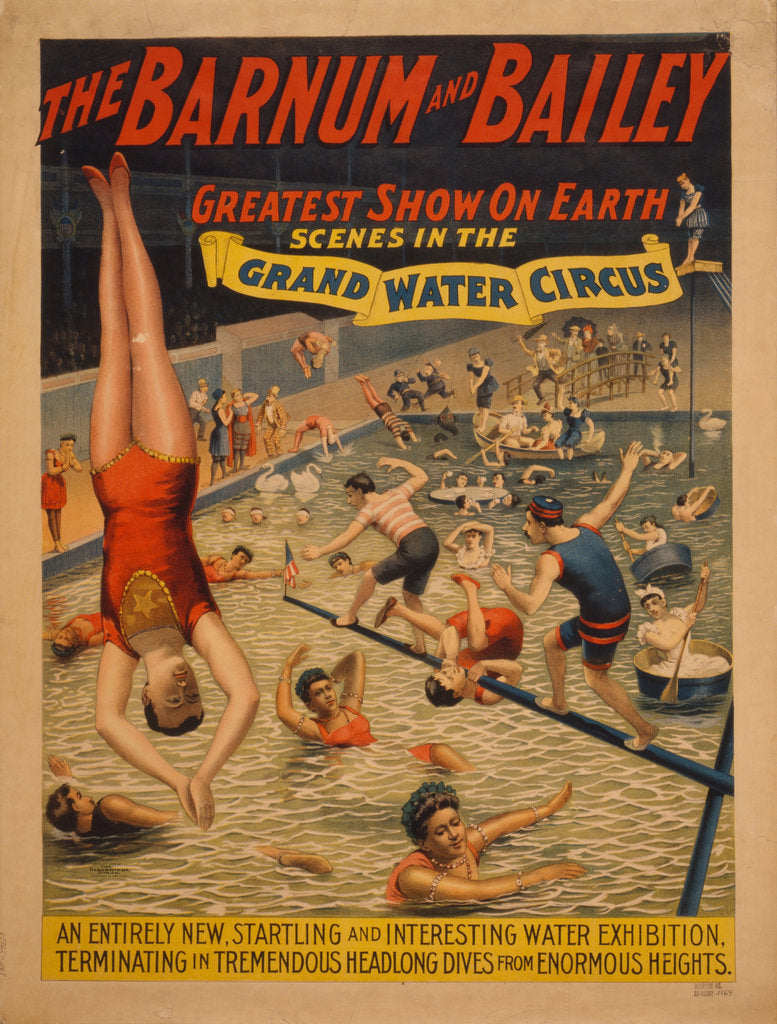 Detail of The Barnum & Bailey greatest show on earth. Scenes in the grand water circus, c. 1895 by The Strobridge Lithographing Company