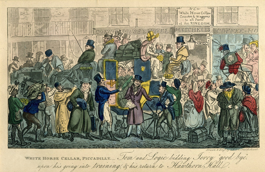 Detail of White Horse Cellar, Piccadilly by Isaac Robert Cruikshank